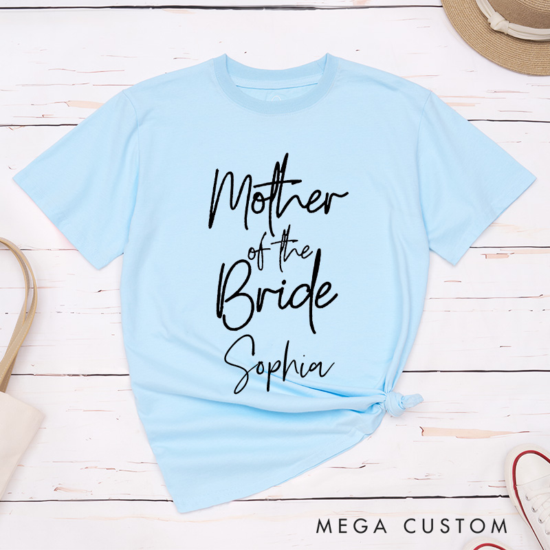 Personalized Minimalist Mother of the Bride Matching T-Shirt Modern Mother of the Groom T-Shirt MOB MOG Wedding Day T-Shirt Bachelorette Party Gift