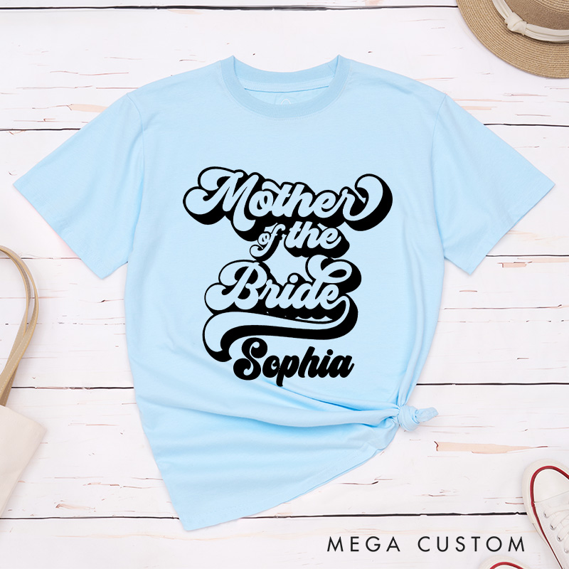 Personalized Vintage Mother of the Bride Matching T-Shirt with Name Classic Mother of the Groom T-Shirt MOB MOG Wedding Day T-Shirt Bachelorette Party Gift