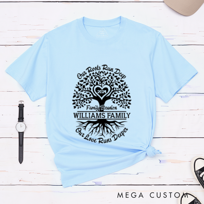 Personalized Our Roots Run Deep Family Reunion Shirts Custom Names and Heartfelt Designs Classic T-shirt