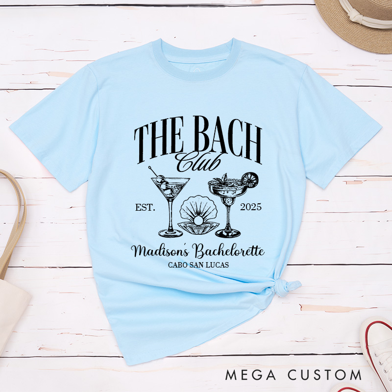 Personalized The Bride Club with Cocktail Matching T-Shirt The Bach Club T-Shirt Bridesmaid Bride Tribe T-Shirt Wedding Bachelorette Party Gift