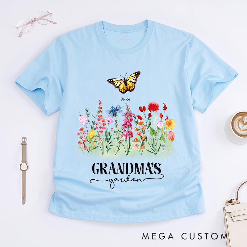 Personalized Garden Butterflies Classic T-Shirt Gifts for Mom Grandma