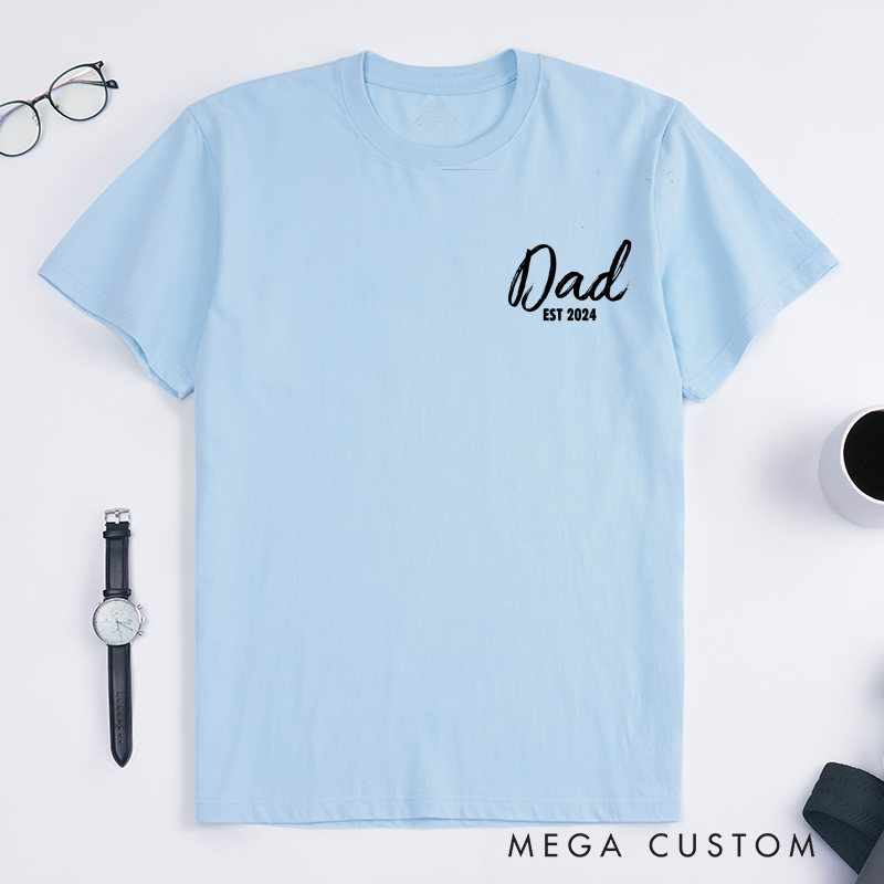 Personalized Dad T-Shirt with Children's Names and Dad EST Year for Special Occasions Classic T-shirt