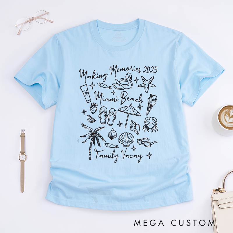 Personalized  Matching Family Beach Vacation Tee with a Coastal Aesthetic Classic T-shirt