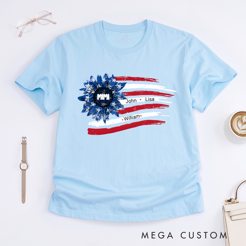 Personalized a Gift from Above Flowers and National Flag Design Classic T-shirt