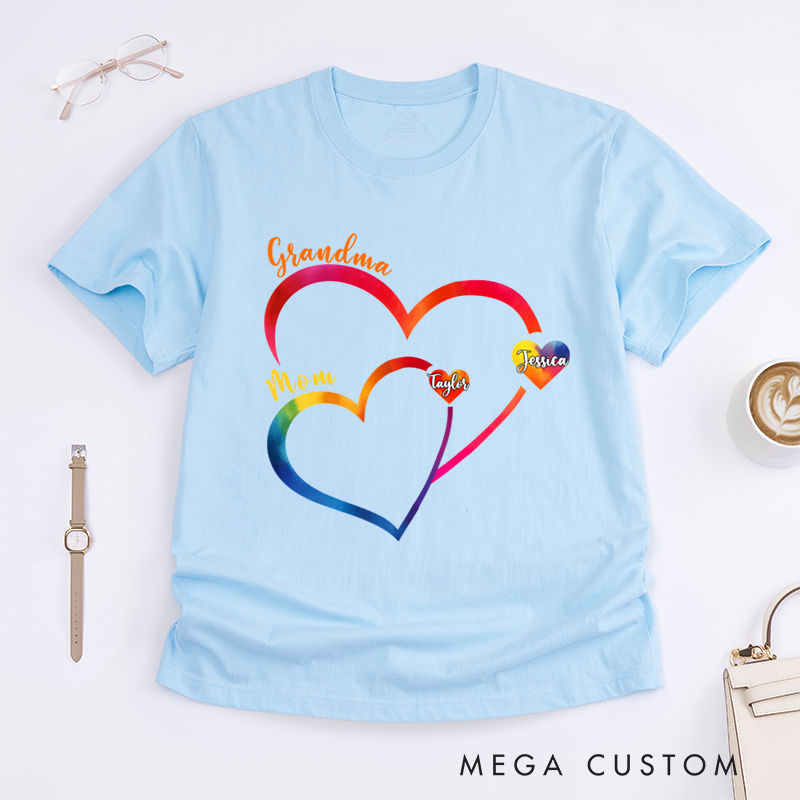Personalized Generations Linked by Love Classic T-Shirt Gift for Mom Grandma