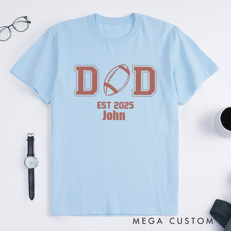 Personalized American Football Fan Dad Shirt Customized Name Date Classic T-shirt
