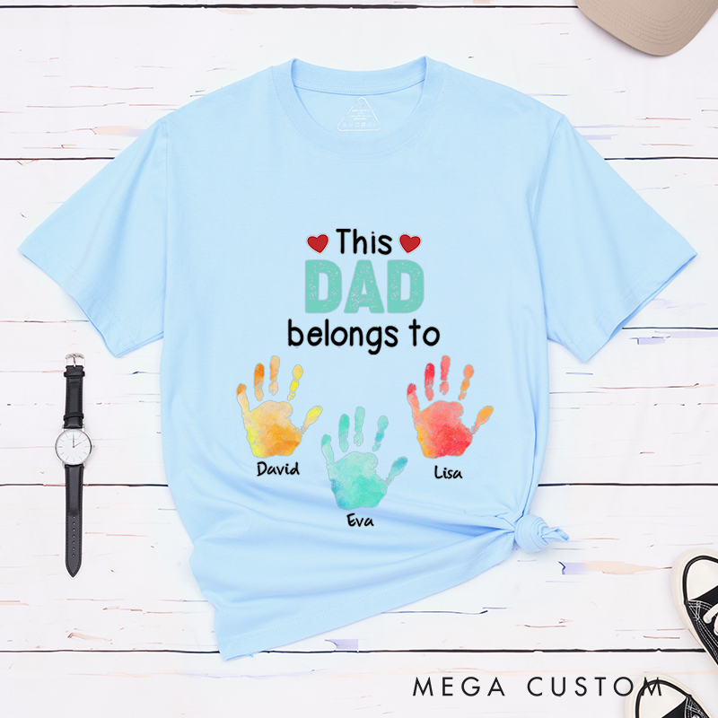Personalized This Belongs to Theme Colorful Handprint Pattern Design Classic T-shirt
