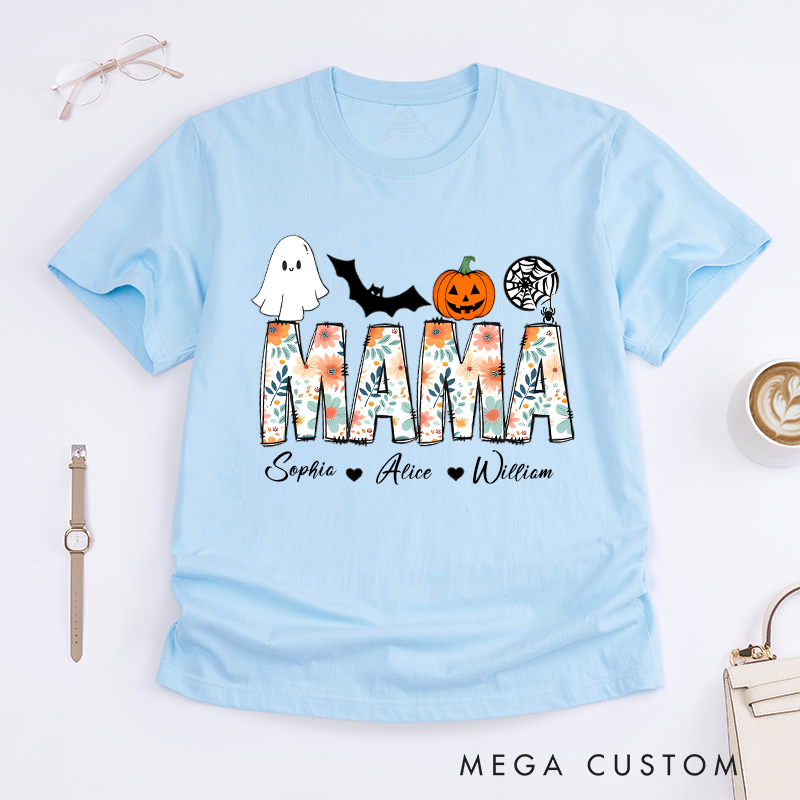 Personalized Halloween Strange Mom Theme Flower Pattern Font Design Family Matching Outfit