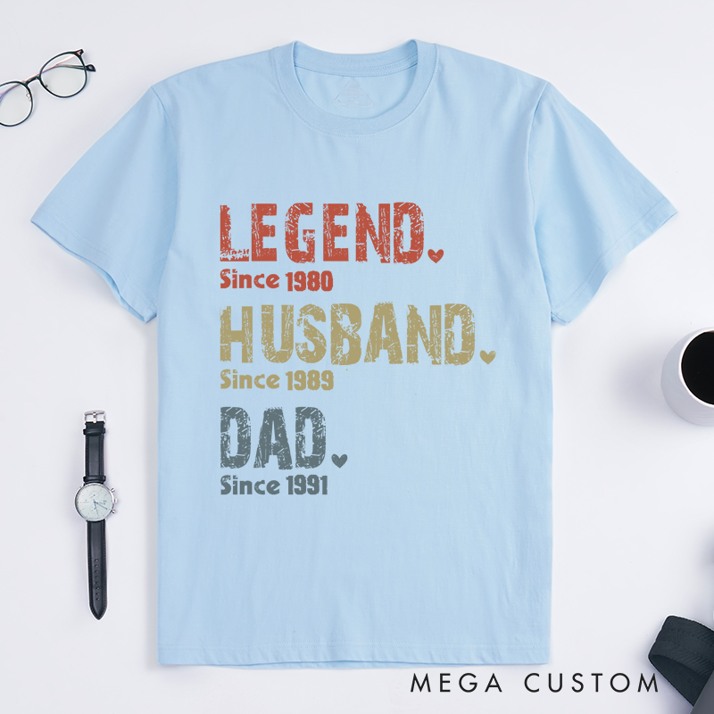 Personalized Legend Husband Dad and Papa Since Classic T-shirt Father's Day Birthday Gifts for Dad Grandpa