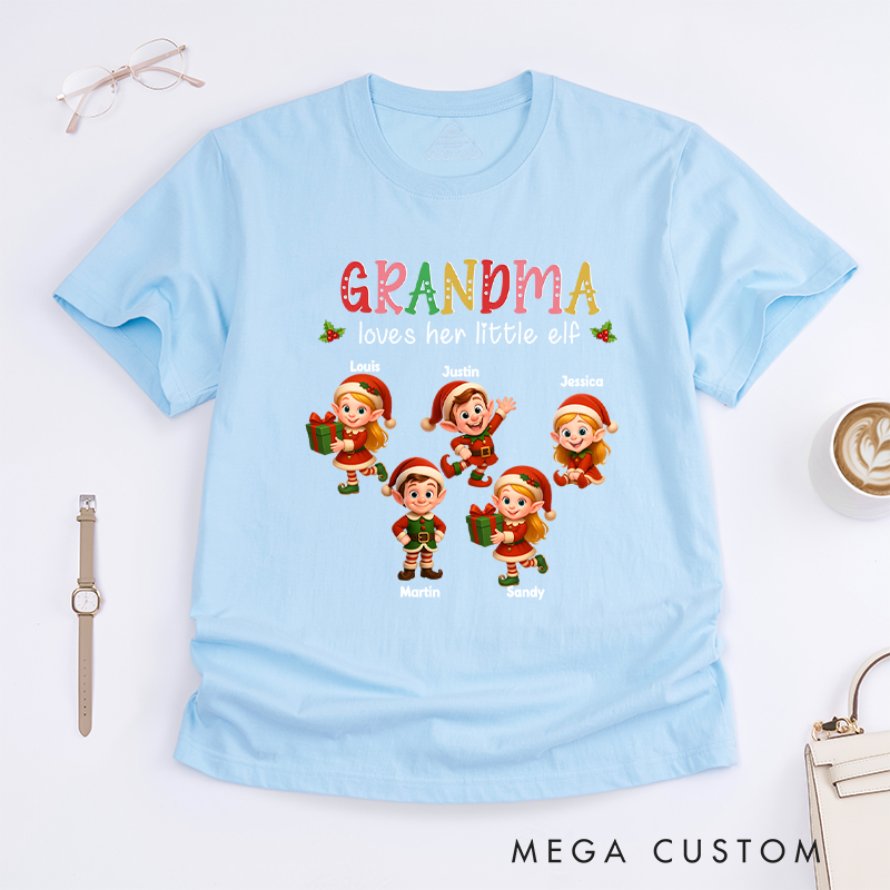 Personalized Loves Her little Elves Classic T-Shirt Christmas Gift for Mom Grandma