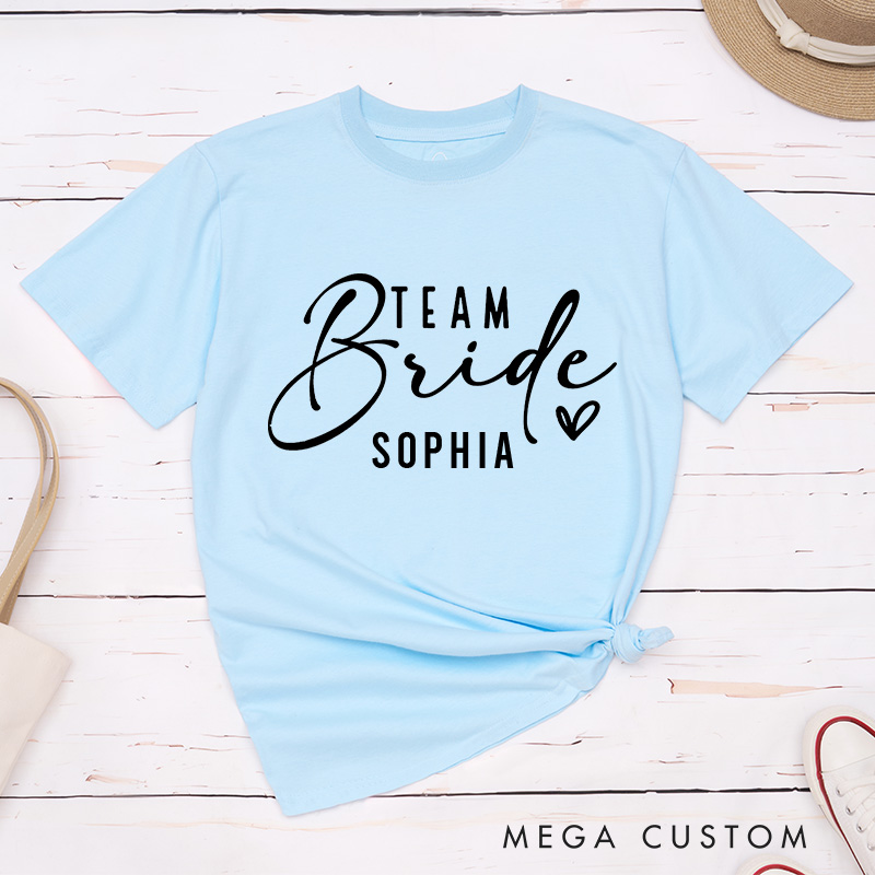 Personalized Bride with Heart Matching T-Shirt Team Bride T-Shirt Bridesmaid T-Shirt Bachelorette Party Gift