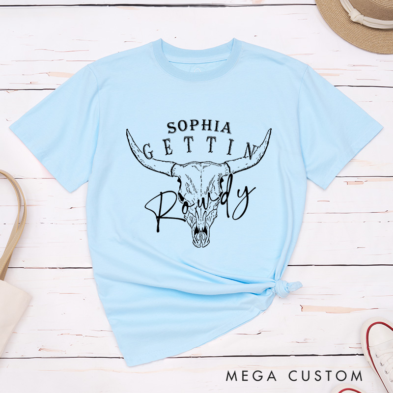 Personalized Bride Gettin' Hitched Bull Skull Matching T-Shirt Bridesmaid Gettin' Rowdy T-Shirt Wedding T-Shirt Bachelorette Party Gift