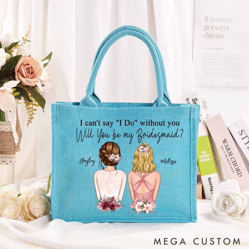 Personalized Will You Be My Bridesmaid Tote Bag Wedding Bride and Bridesmaid Tote Bag Burlap Tote Bag For Bridesmaid