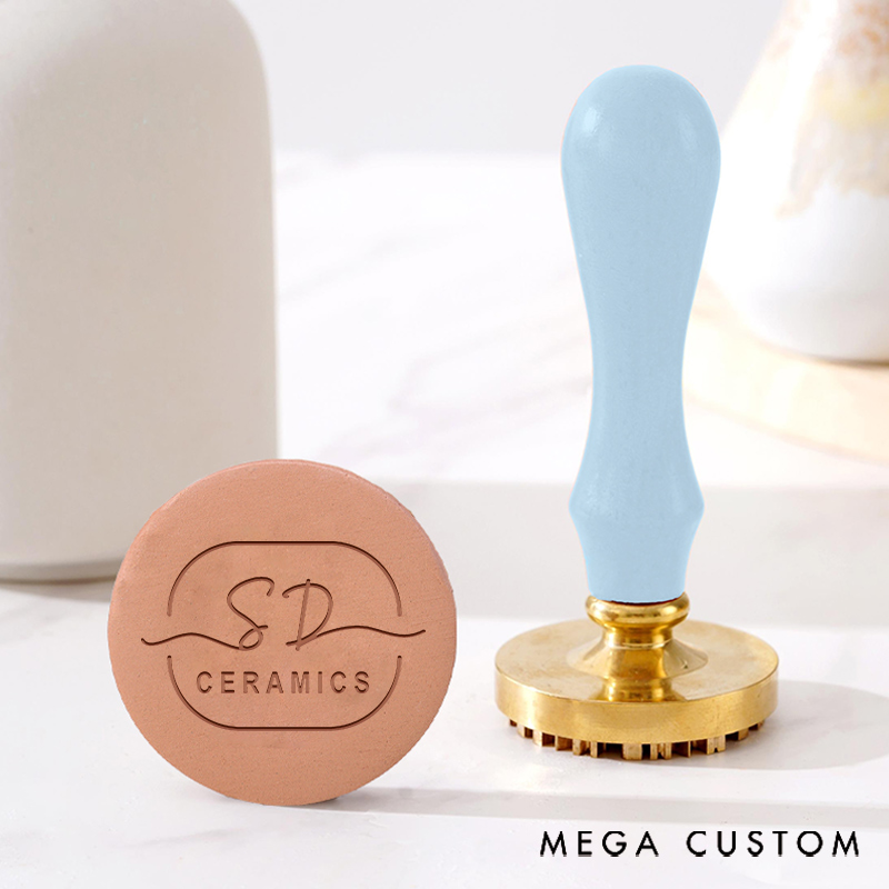 Personalized Clay Ceramics Pottery Stamp Gift for Potter with Ceramics and Custom Initials