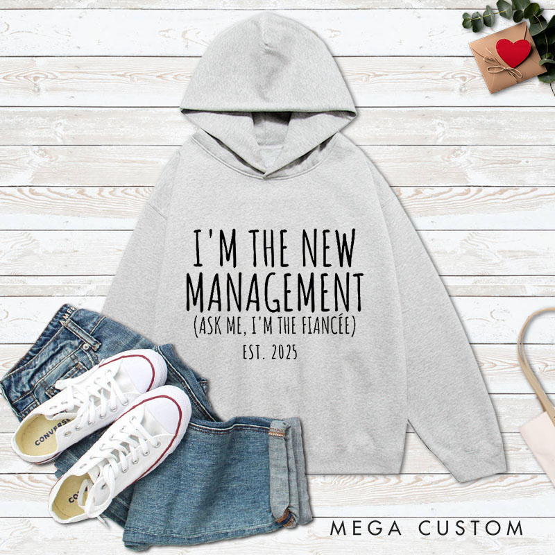 Personalized Under New Management Matching Fleece Hoodie for Engagement Couple