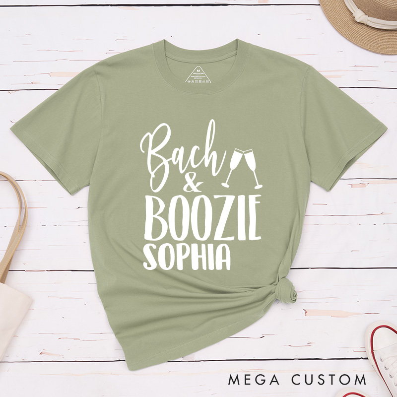 Personalized Bride and Boujee with Diamond Matching T-Shirt Bridesmaid Bach and Boozie with Wine T-Shirt Wedding Team Bride Bachelorette Party Gift