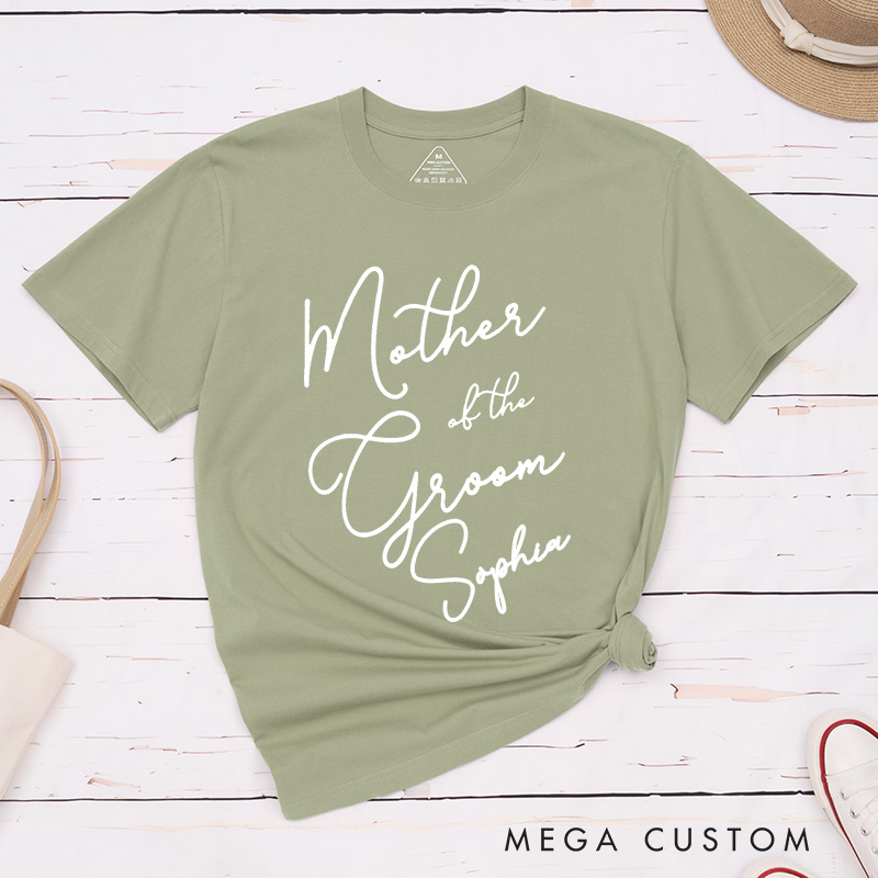 Personalized Mother of the Bride Matching T-Shirt Mother of the Groom T-Shirt with Name MOB MOG Wedding Day T-Shirt Bachelorette Party Gift