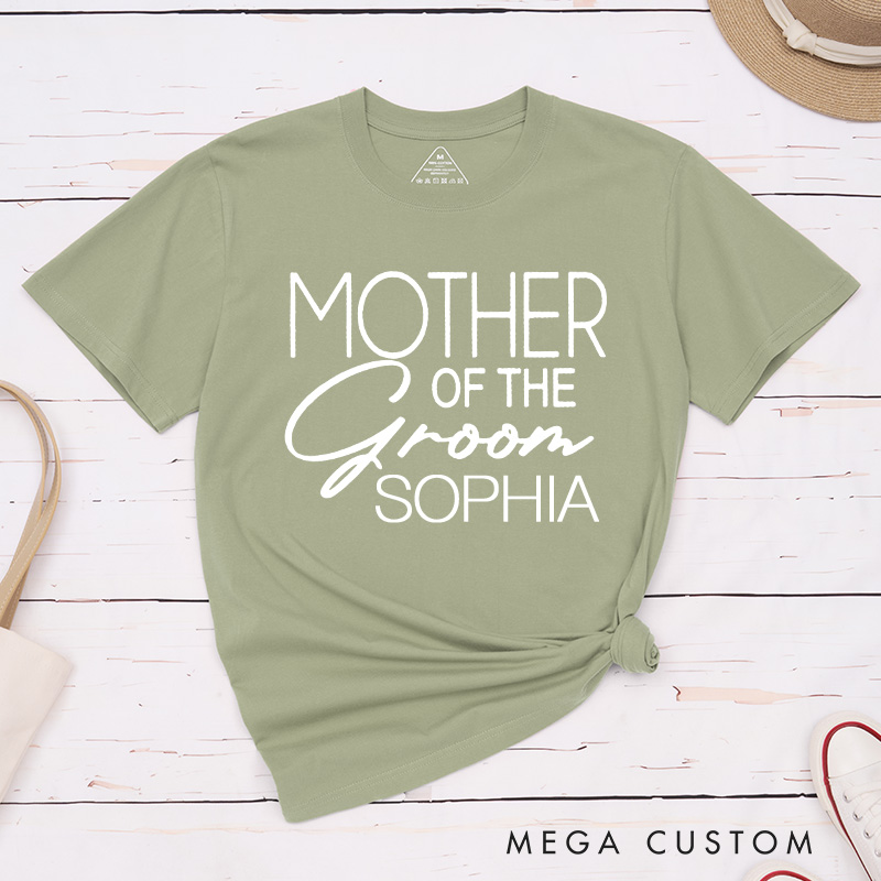 Personalized Minimalist Mother of the Bride Matching T-Shirt Mother of the Groom T-Shirt with Name MOB MOG Wedding Day T-Shirt Bachelorette Party Gift