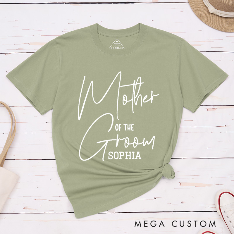 Personalized Handwritten Mother of the Bride Matching T-Shirt with Name Mother of the Groom T-Shirt Wedding Day T-Shirt MOB MOG Bachelorette Party Gift