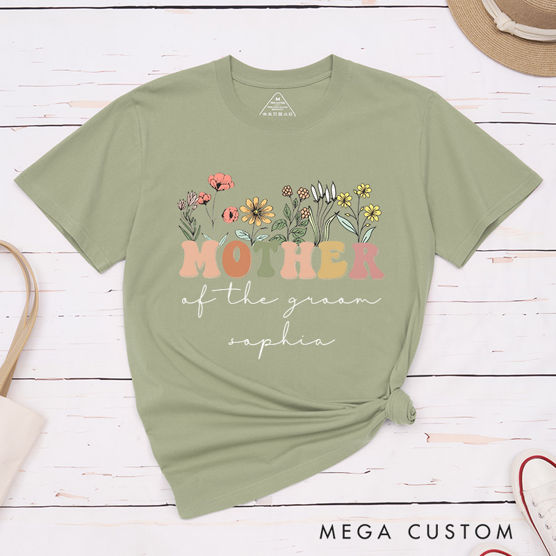Personalized Vintage Floral Mother of the Bride Matching T-Shirt Mother of the Groom T-Shirt Wedding Day T-Shirt MOB MOG Bachelorette Party Gift