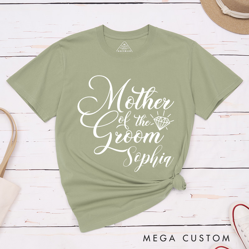 Personalized Classic Mother of the Bride with Diamond Matching T-Shirt Mother of the Groom T-Shirt MOB MOG Wedding Day T-Shirt Bachelorette Party Gift