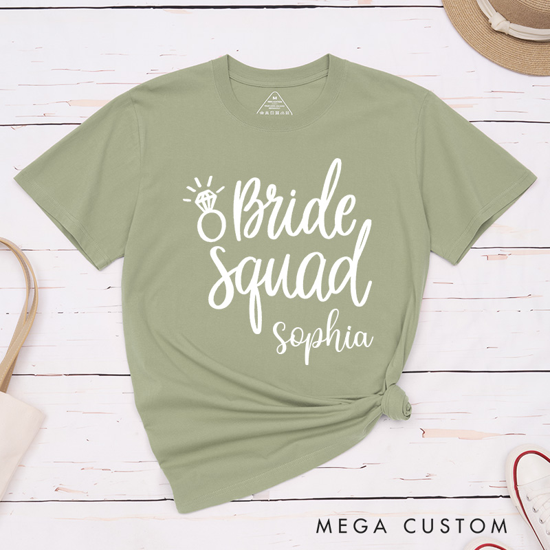 Personalized Bride Matching T-Shirt Maid of Honor T-Shirt Bride Squad Wedding T-Shirt Bachelorette Party Gift