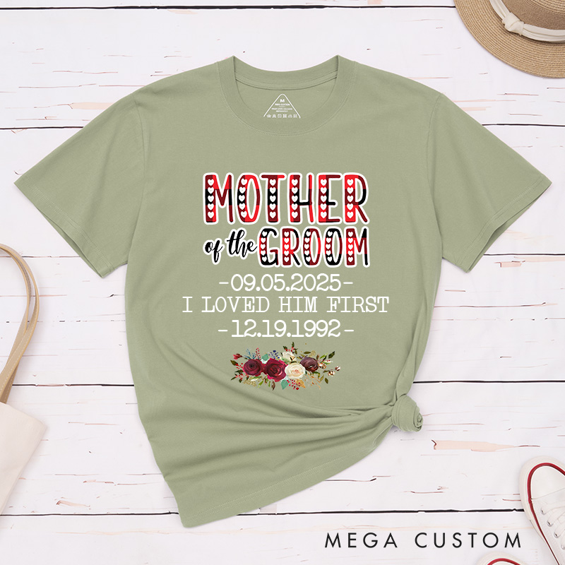 Personalized Plaid Mother of the Bride Matching T-Shirt Floral Mother of the Groom T-Shirt I Loved Her First Wedding T-Shirt Bachelorette Party Gift