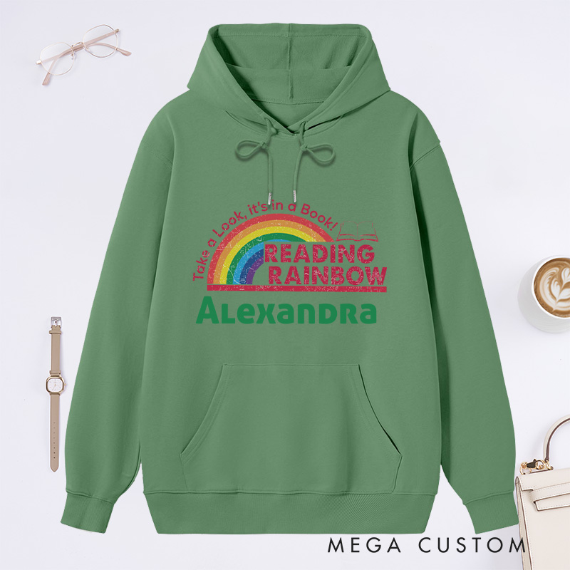 Personalized Reading Rainbow Classic Hoodies Book Lover Hoodies Reading Hoodies Librarian Gift Book Lover Gift For Reader Gift
