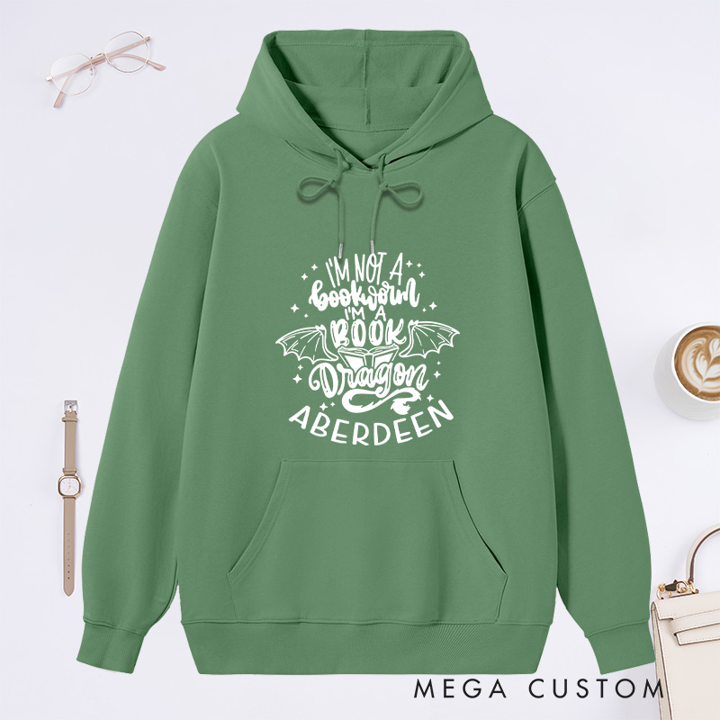 Personalized I'm Not A Bookworm I'm A Book Dragon Classic Hoodies Book Lover Hoodies with Name Reading Hoodies Librarian Gift Book Lover Gift