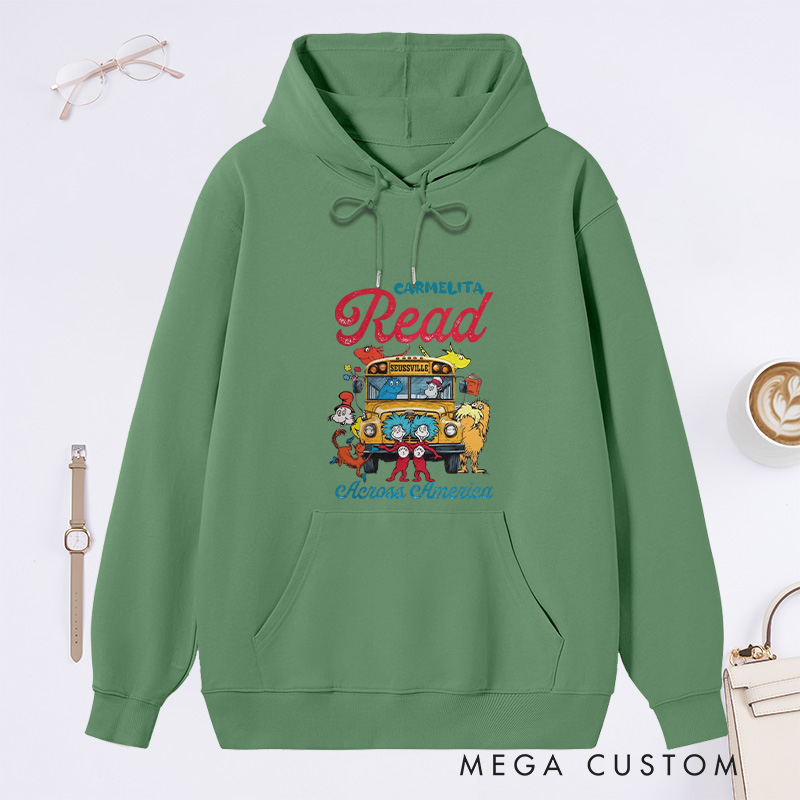 Personalized Read Across America Classic Hoodies Reading Day Hoodies Custom Bookish Hoodies with Name Librarian Gift Book Lover Gift for Reader