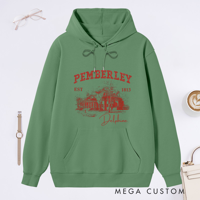 Personalized Pemberley Light Academia Classic Hoodies Custom Book Lover Hoodies with Name Librarian Gift Book Lover Gift for Reader