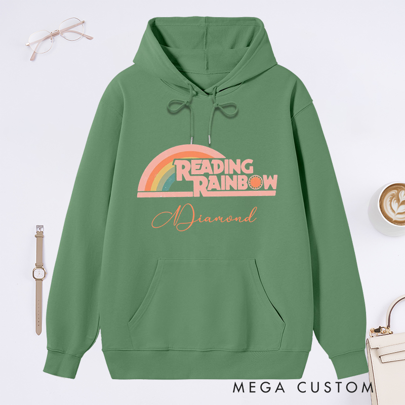 Personalized Reading Rainbow Classic Hoodies Love To Read Hoodies Custom Book Lover Hoodies with Name Librarian Gift Reading Gift for Reader