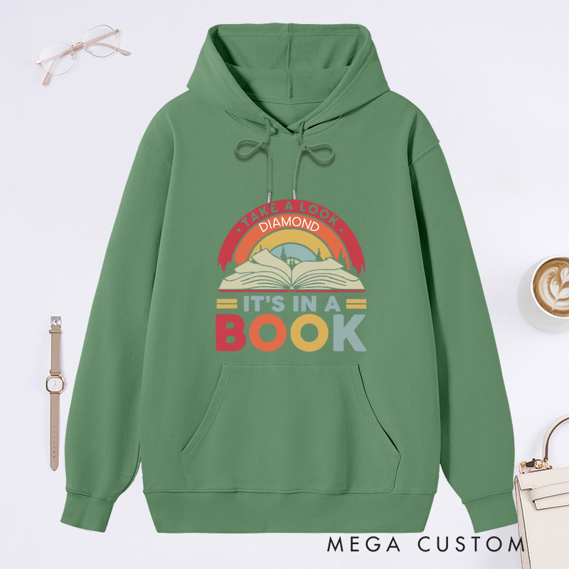 Personalized Reading Rainbow Classic Hoodies Custom Book Lover Hoodies with Name Take a Look It’s in a Book Hoodies Librarian Gift Reader Gift