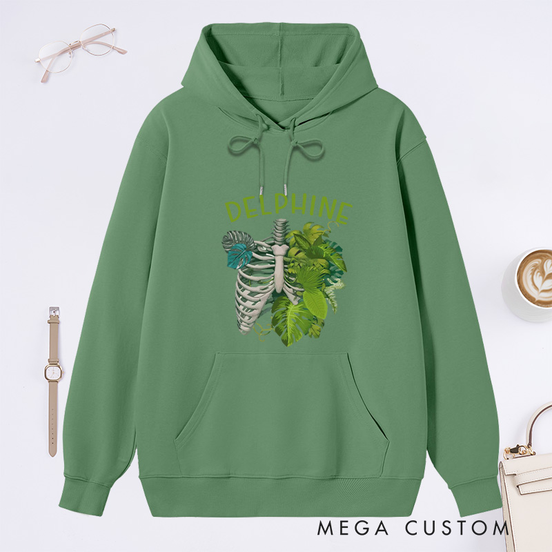 Personalized Skeleton Plant Classic Hoodies Custom Monstera Hoodies with Name Plant Lover Gift Gardening Lover Gift for Gardener Gift