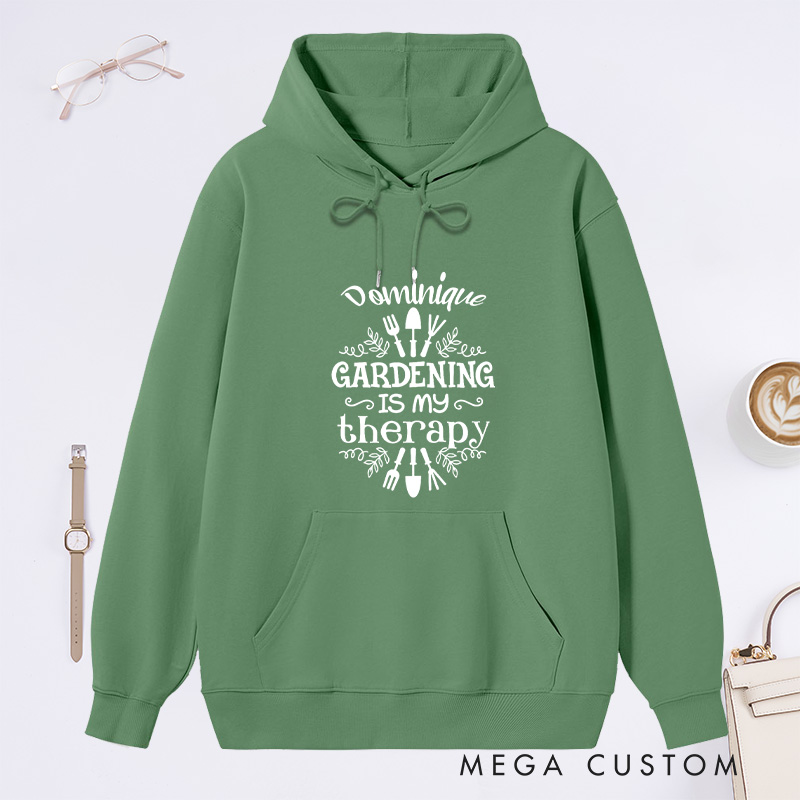 Personalized Gardening Is My Therapy Classic Hoodies Custom Hoodies with Name Plant Lover Gift Gardening Lover Gift Gardener Gift