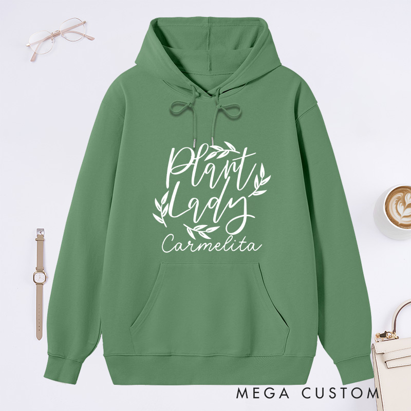 Personalized Plant Lady Classic Hoodies Custom Plant Mom Hoodies with Name Plant Lover Gift Gardening Lover Gift for Gardener Gift