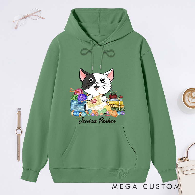 Personalized I Love Knitting And Cat Classic Hoodies Knit Gift Knitting Gift Knitter Gift Love To Knit Love Knitting Knit Lover