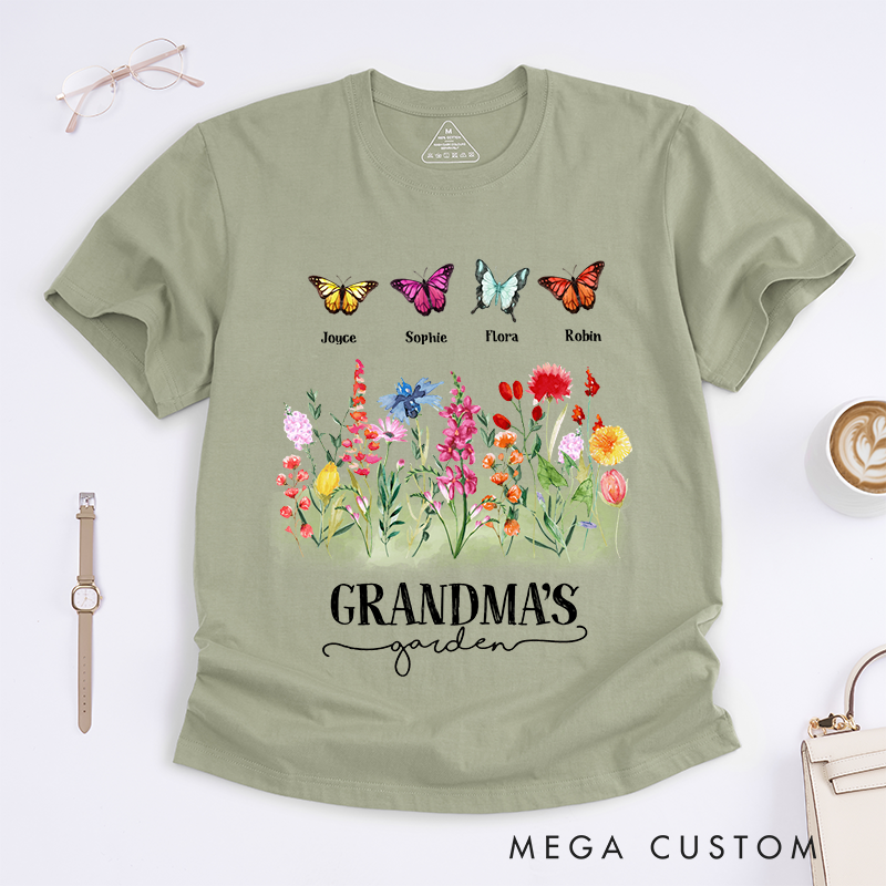 Personalized Garden Butterflies Classic T-Shirt Gifts for Mom Grandma