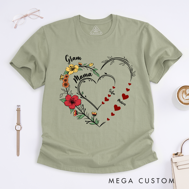Personalized Sweethearts Flower Classic T-Shirt Gifts for Mom Grandma