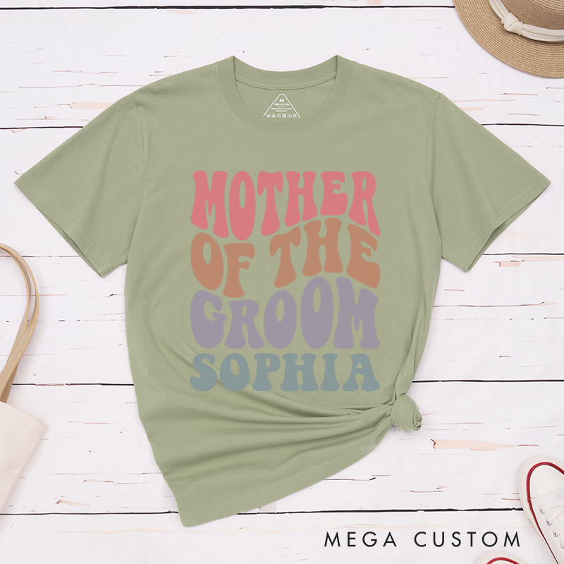 Personalized Colorful Mother of the Bride Matching T-Shirt Retro Mother of the Groom T-Shirt MOB MOG Wedding Day T-Shirt Bachelorette Party Gift