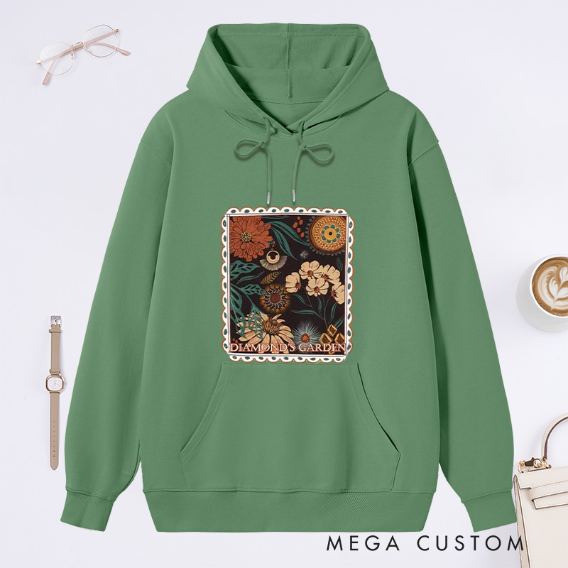 Personalized Boho Floral Cottagecore Classic Hoodies Custom Fall Flowers Nature Hoodies with Name Plant Lover Gift Gardening Lover Gift for Gardener