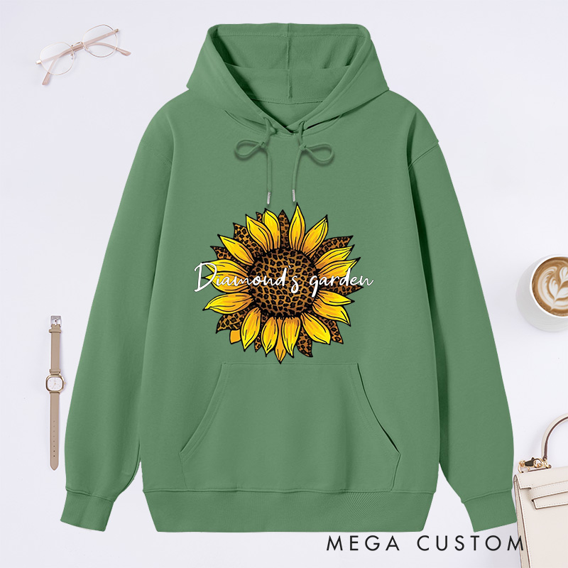 Personalized Leopard Sunflower Classic Hoodies Custom Leopard Floral Hoodies with Name Plant Lover Gift Gardening Lover Gift for Gardener Gift