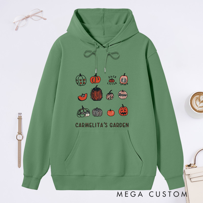 Personalized Pumpkin Classic Hoodies Custom Gardening Hoodies with Name Plant Lover Gift Gardening Gift for Gardener