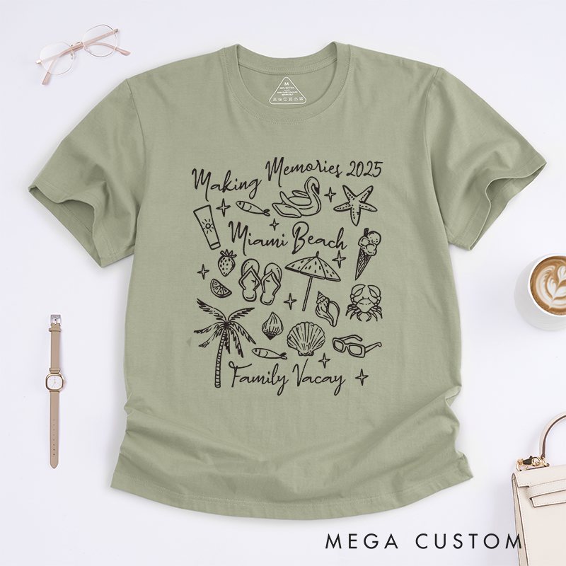 Personalized  Matching Family Beach Vacation Tee with a Coastal Aesthetic Classic T-shirt