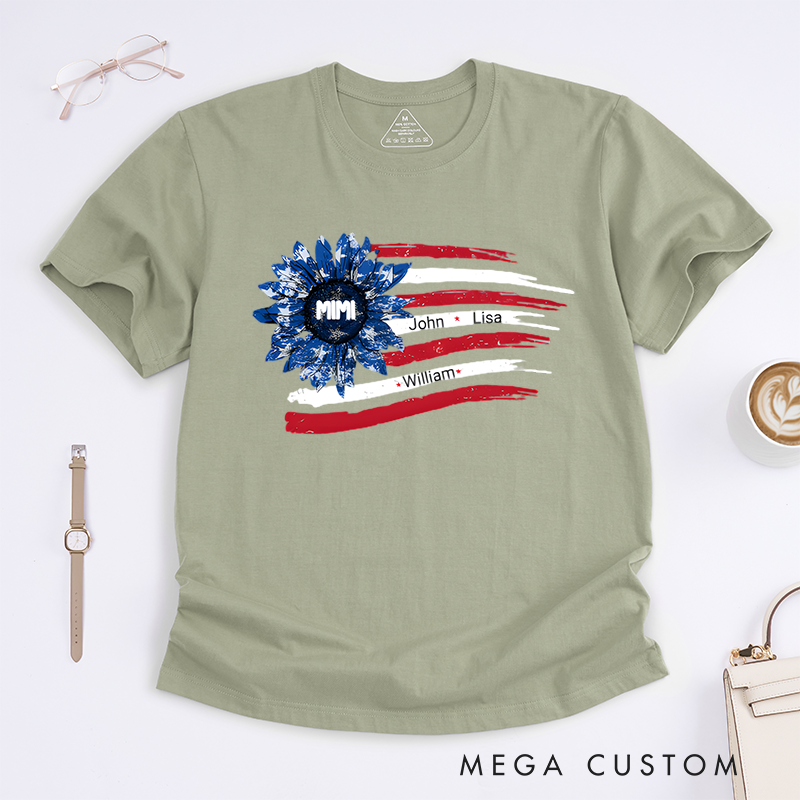 Personalized a Gift from Above Flowers and National Flag Design Classic T-shirt