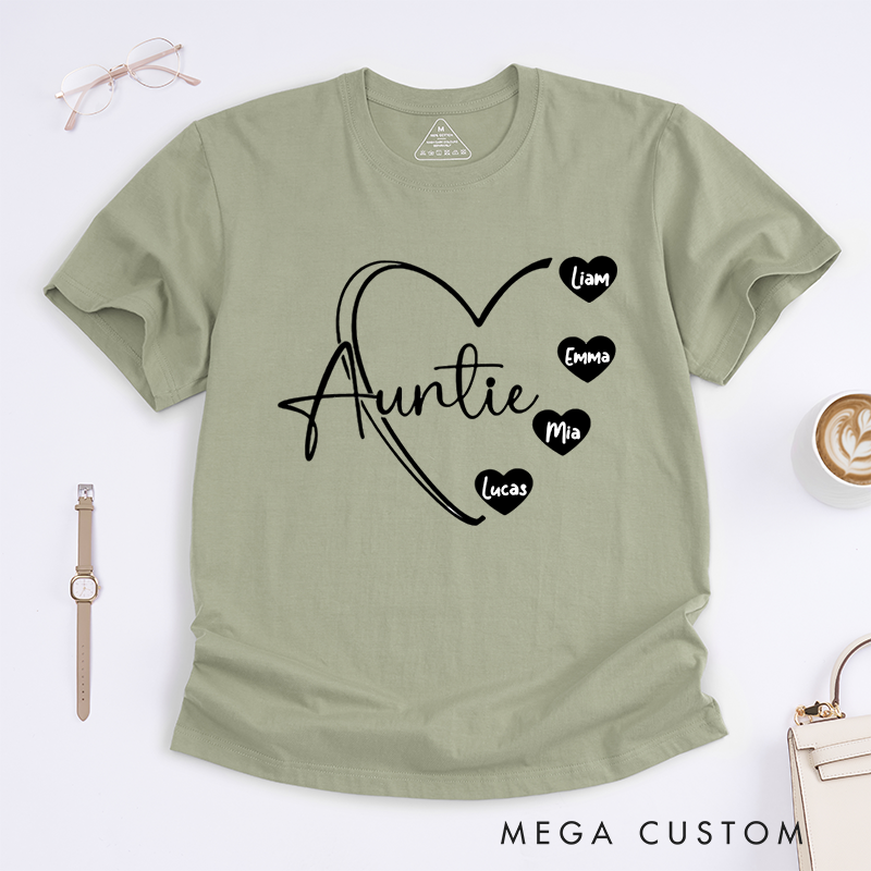 Personalized a Gift Auntie Heart Design Classic T-shirt