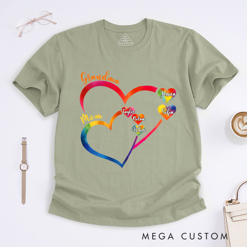 Personalized Generations Linked by Love Classic T-Shirt Gift for Mom Grandma