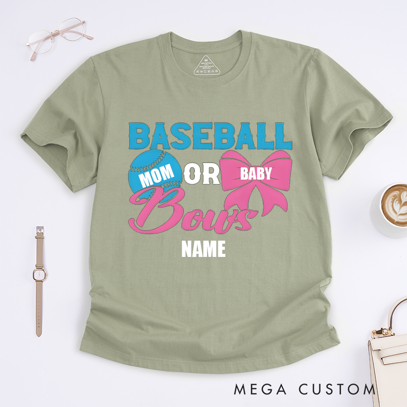 Personalized Mother's Day Gift Baseball or Bows Design Classic T-shirt