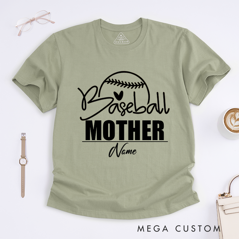 Personalized Cute Baseball Mother's Day Gift Heart Design Classic T-shirt