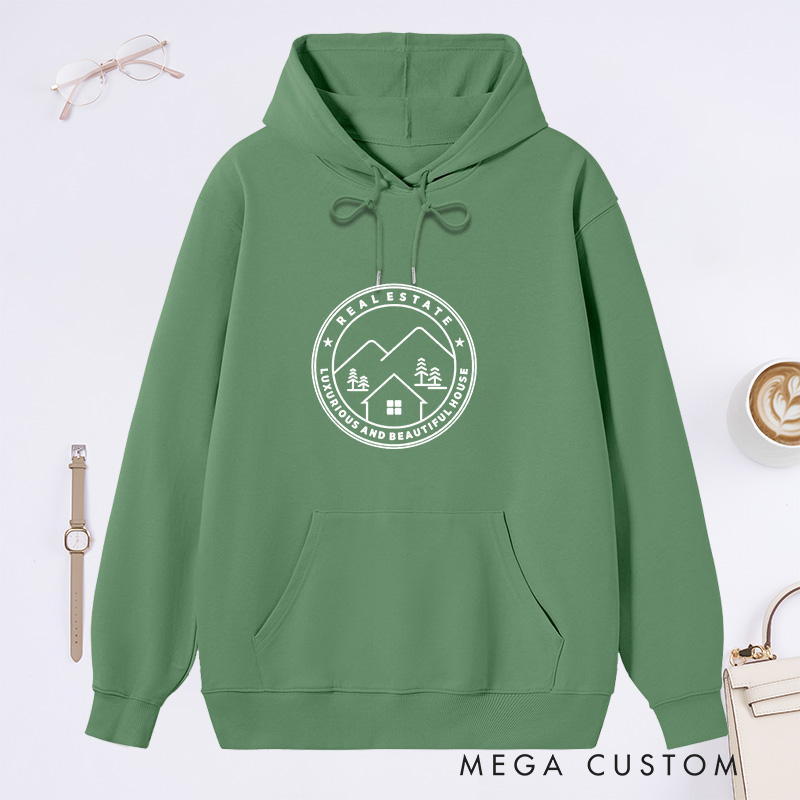 Personalized Hoodie Retro Hoodie Print Custom Text Hoodie Comfortable Christmas Sweatshirt for Housewarming Holiday Gift Real Estate Gifts